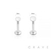 INTERNALLY THREADED ROUND FLAT TOP 316L SURGICAL STEEL LABRET, MONROE, CARTILAGE STUDS